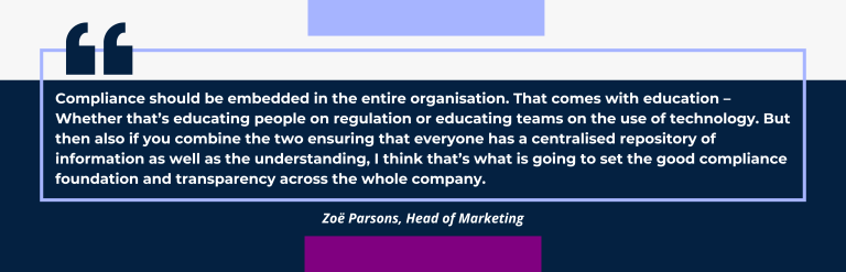 Quote of how compliance should be embedded in the entire organisation